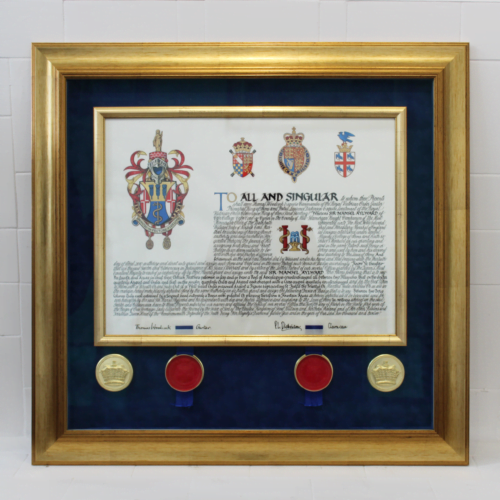 Double gold frame with textured mount board framing in Cardiff